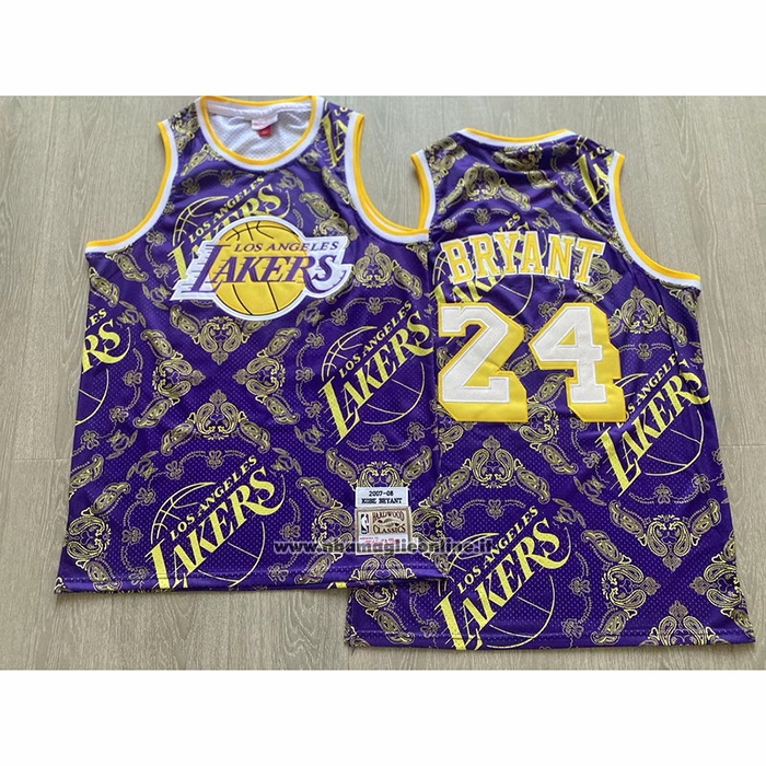 Maglia Los Angeles Lakers Kobe Bryant #24 Mitchell & Ness 2007-08 Viola2